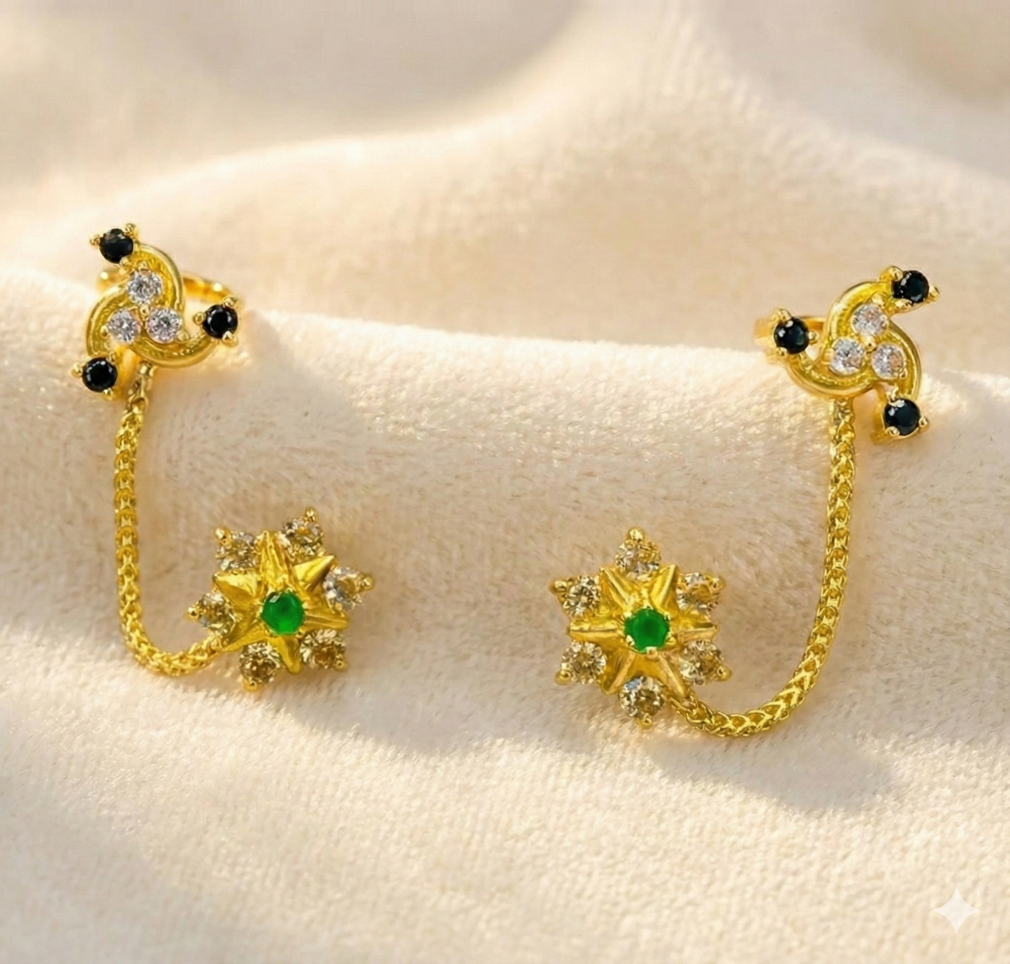 Floral Chain Ear Cuffs