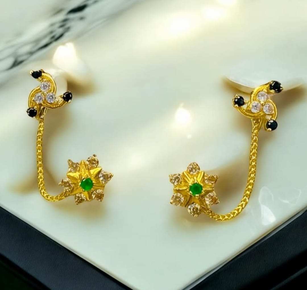 Floral Chain Ear Cuffs